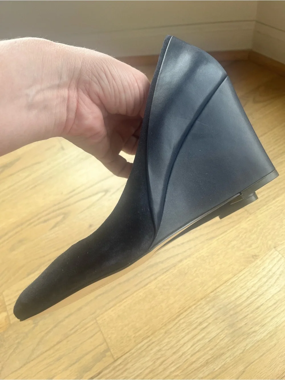 Nine West Women's Navy Pointed-Toe wedge heels - suede / leather combo